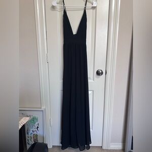 Forever 21 Black Deep V-Neck Maxi Dress